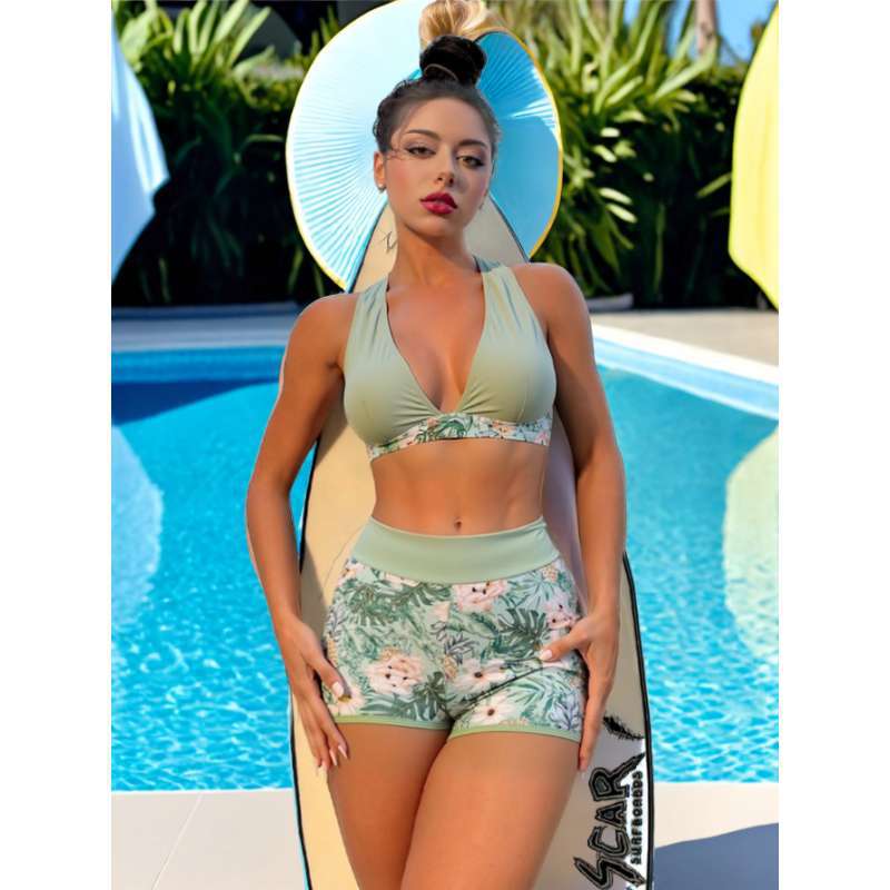 Dame sportigt bikini-set med hög midja och blommönster Mirla-Eva Jonsson