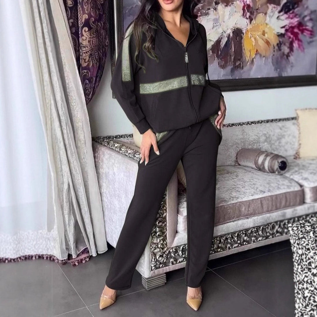 Dame sportigt loungewear-set med elastisk midja och sidofickor Mirla-Eva Jonsson