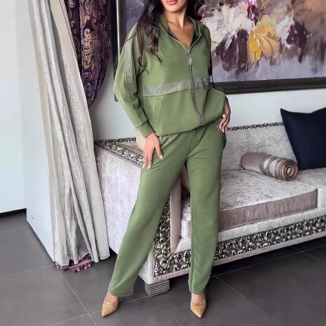 Dame sportigt loungewear-set med elastisk midja och sidofickor Mirla-Eva Jonsson