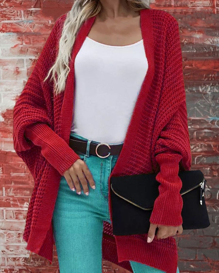 Dame stickad kappa med öppen front och luftig passform Eva Jonsson-Eva Jonsson