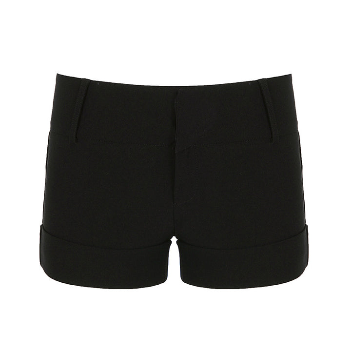 Dame stiliga shorts med bekväm hög midja och uppvikt fåll Mirla-Eva Jonsson