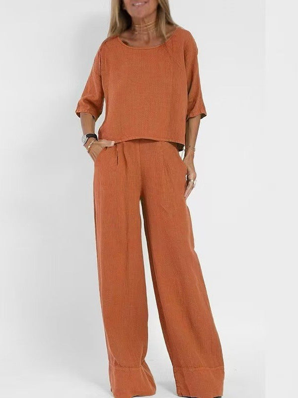 Dame stiligt byxdress-set i lin Mirla-Eva Jonsson