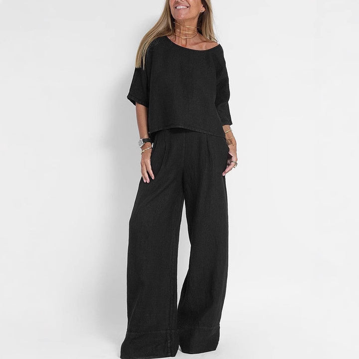 Dame stiligt byxdress-set i lin Mirla-Eva Jonsson