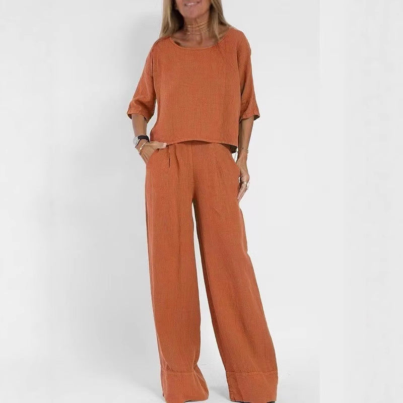 Dame stiligt byxdress-set i lin Mirla-Eva Jonsson