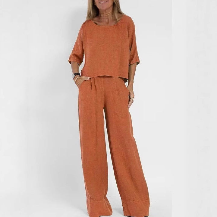 Dame stiligt byxdress-set i lin Mirla-Eva Jonsson