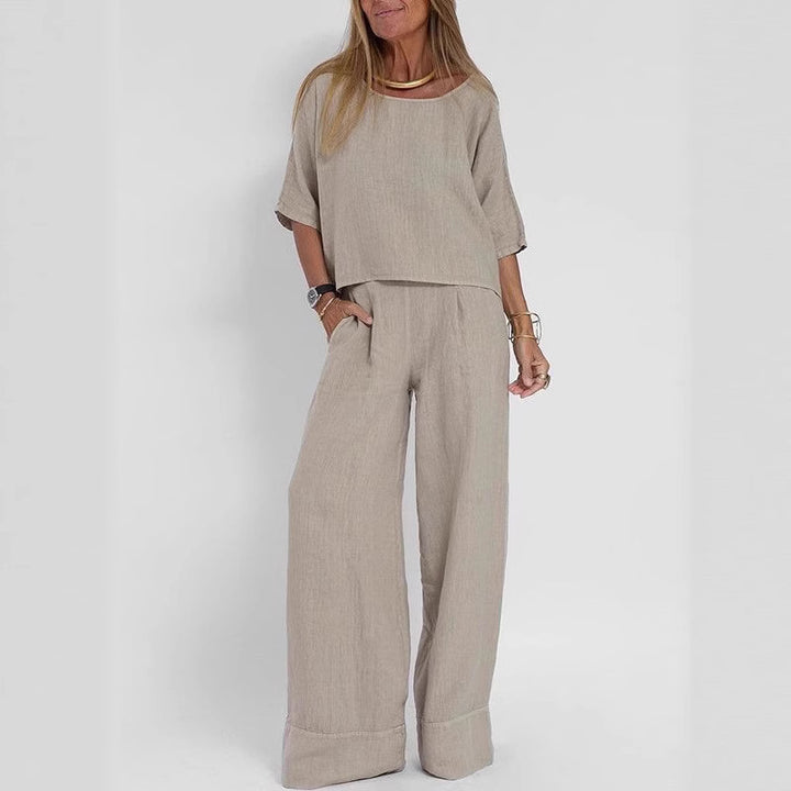 Dame stiligt byxdress-set i lin Mirla-Eva Jonsson