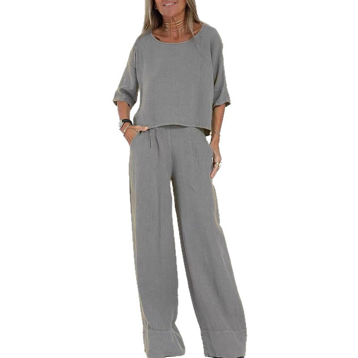 Dame stiligt byxdress-set i lin Mirla-Eva Jonsson