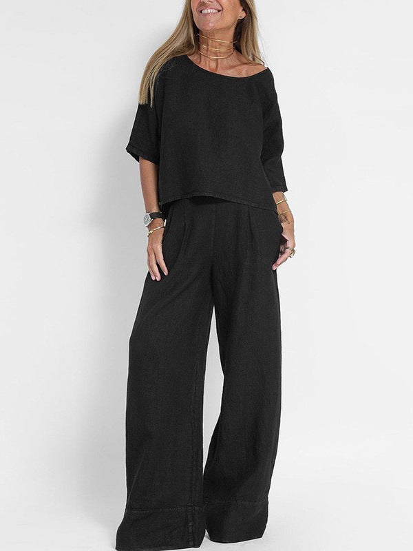 Dame stiligt byxdress-set i lin Mirla-Eva Jonsson