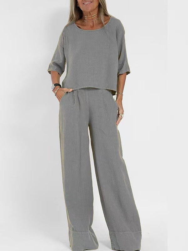 Dame stiligt byxdress-set i lin Mirla-Eva Jonsson