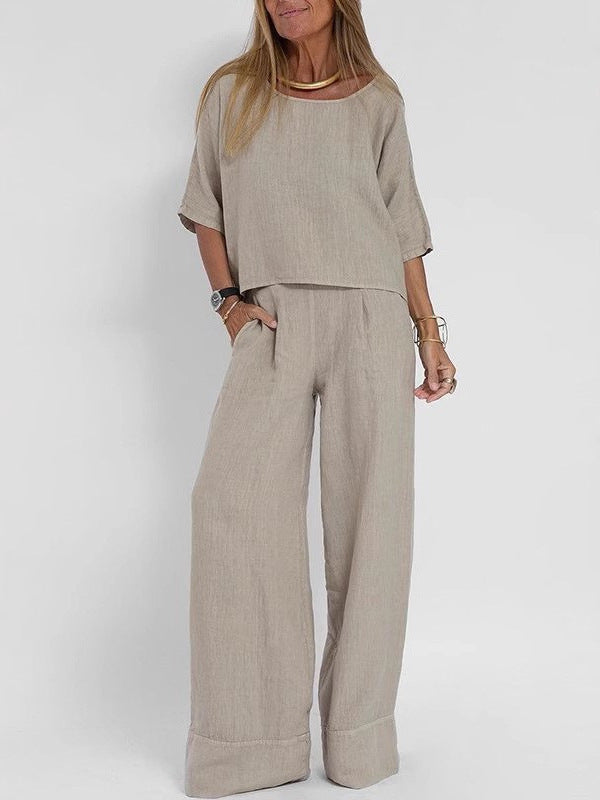 Dame stiligt byxdress-set i lin Mirla-Eva Jonsson
