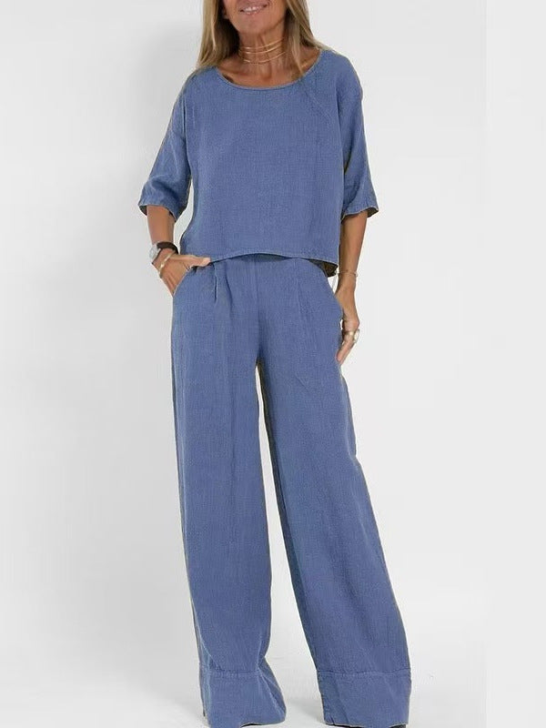 Dame stiligt byxdress-set i lin Mirla-Eva Jonsson