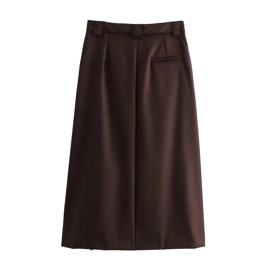 Dame stilren midi kjol med eleganta veck Mirla-Eva Jonsson