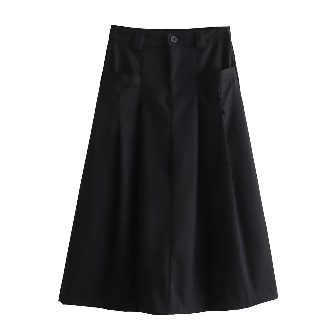 Dame stilren midi kjol med eleganta veck Mirla-Eva Jonsson