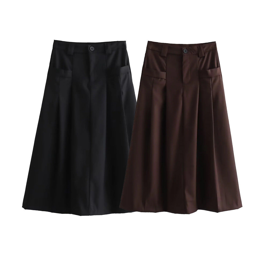 Dame stilren midi kjol med eleganta veck Mirla-Eva Jonsson