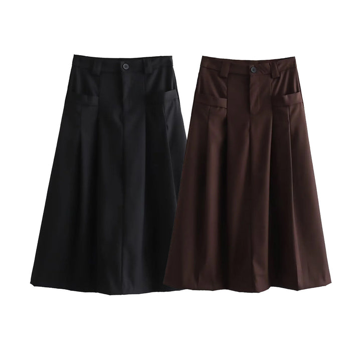 Dame stilren midi kjol med eleganta veck Mirla-Eva Jonsson