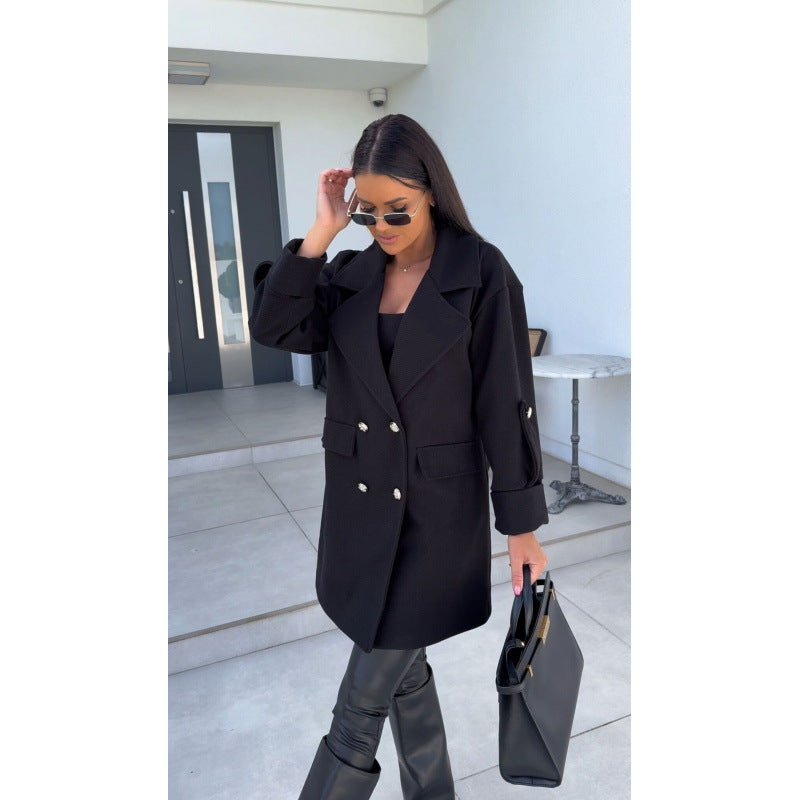 Dame stilren oversized bomull blazer med dubbel knapprad och praktiska fickor Mirla-Eva Jonsson