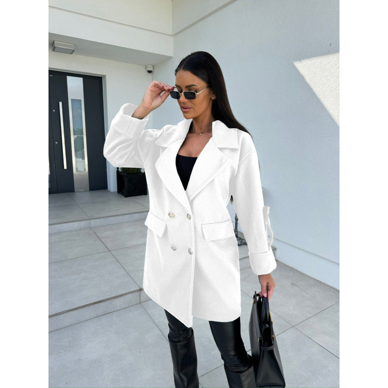 Dame stilren oversized bomull blazer med dubbel knapprad och praktiska fickor Mirla-Eva Jonsson