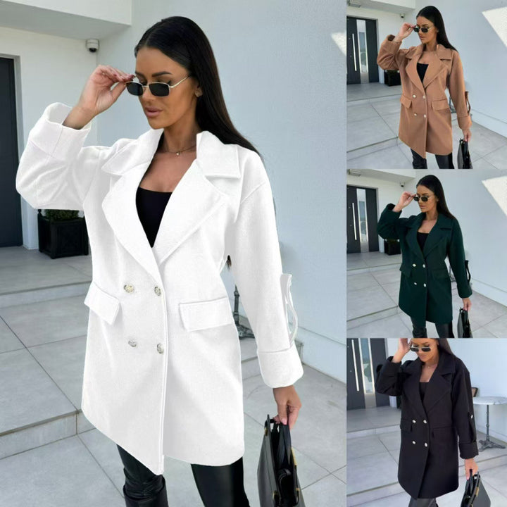 Dame stilren oversized bomull blazer med dubbel knapprad och praktiska fickor Mirla-Eva Jonsson