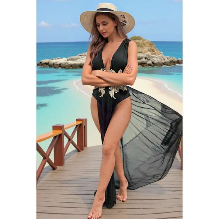 Dame strandklänning med elegant applikation Mirla-Eva Jonsson