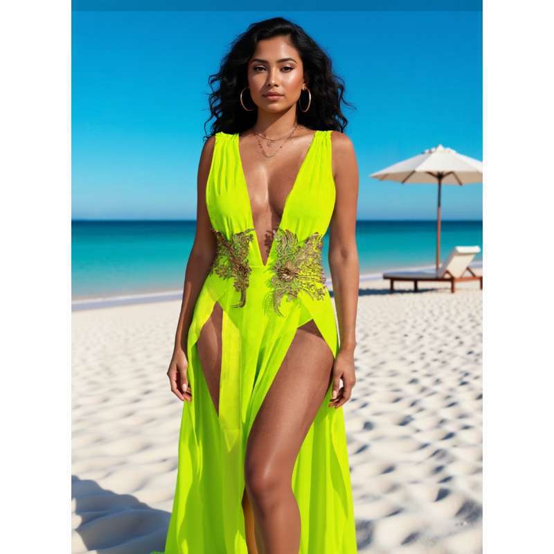 Dame strandklänning med elegant applikation Mirla-Eva Jonsson
