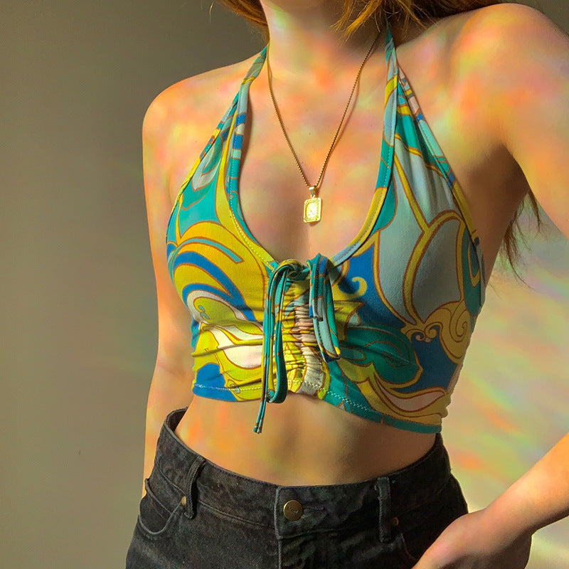 Dame strapless crop top med dekorativ knut Mirla-Eva Jonsson