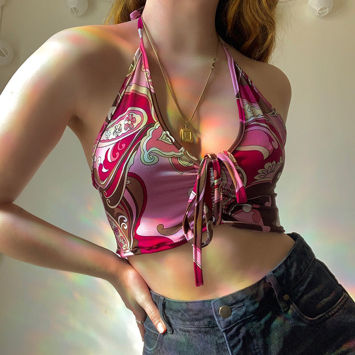 Dame strapless crop top med dekorativ knut Mirla-Eva Jonsson