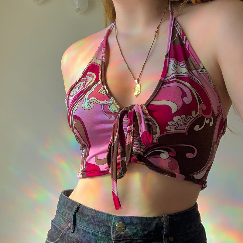 Dame strapless crop top med dekorativ knut Mirla-Eva Jonsson