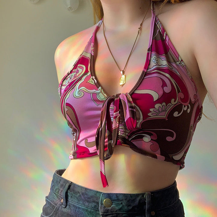 Dame strapless crop top med dekorativ knut Mirla-Eva Jonsson