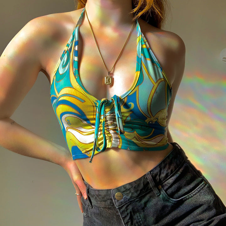 Dame strapless crop top med dekorativ knut Mirla-Eva Jonsson