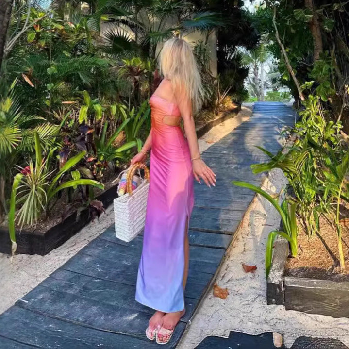 Dame strapless maxikjol i färgövergång Mirla-Eva Jonsson