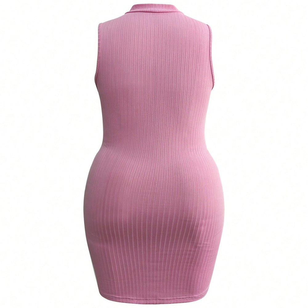 Dame stretch dress med hög hals dragkedja Mirla-Eva Jonsson
