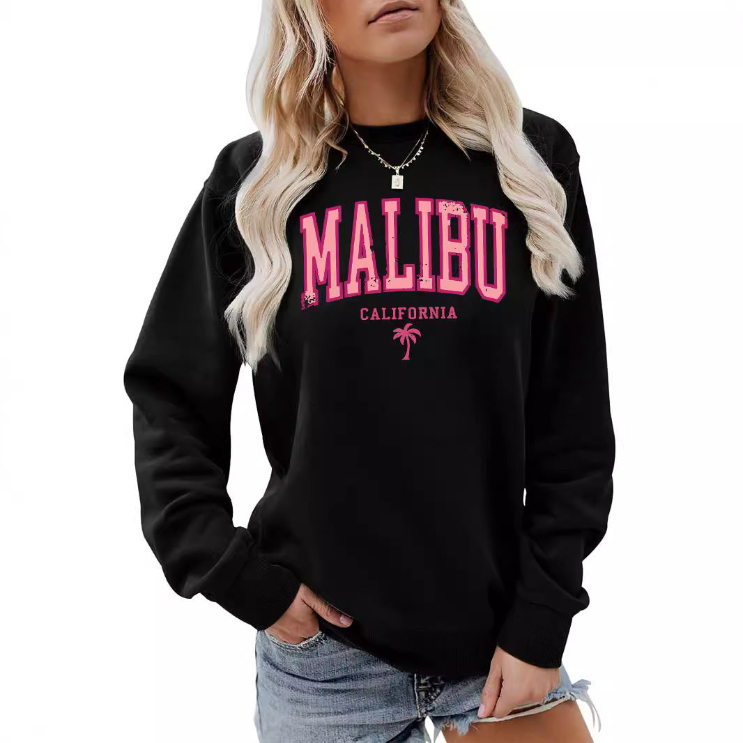 Dame sweatshirt med livlig Malibu-tryck och avslappnad passform Mirla-Eva Jonsson