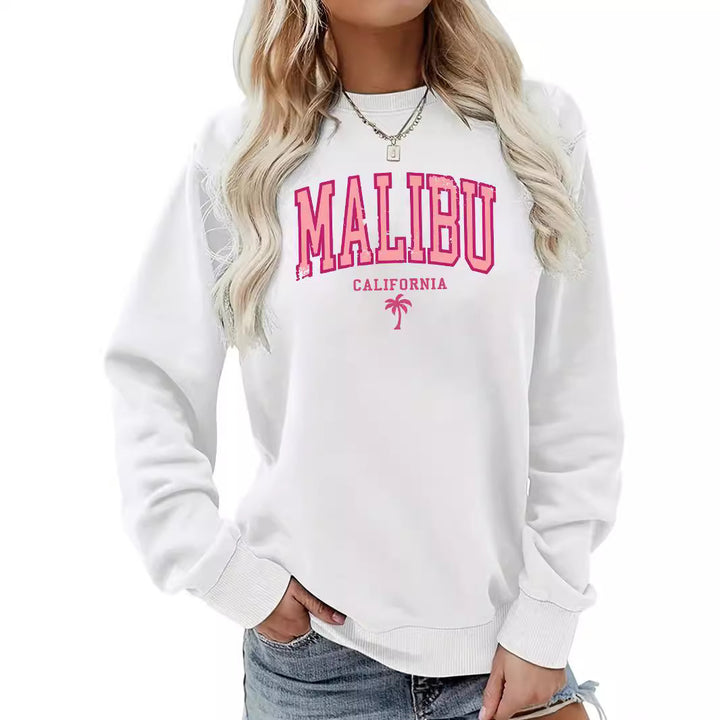 Dame sweatshirt med livlig Malibu-tryck och avslappnad passform Mirla-Eva Jonsson