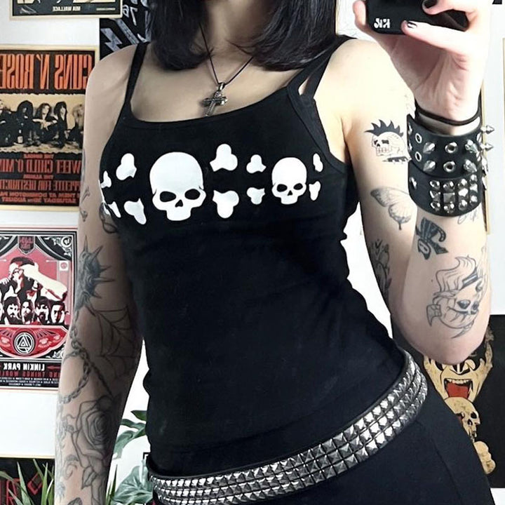Dame tanktop med iögonfallande dödskalle-design Mirla-Eva Jonsson