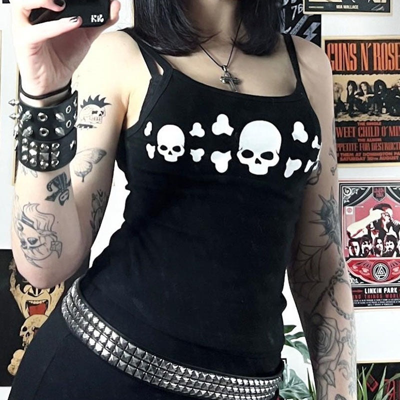 Dame tanktop med iögonfallande dödskalle-design Mirla-Eva Jonsson