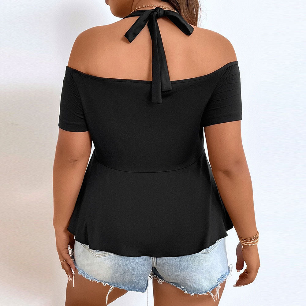 Dame topp med off-shoulder design och rynnad fåll Mirla-Eva Jonsson