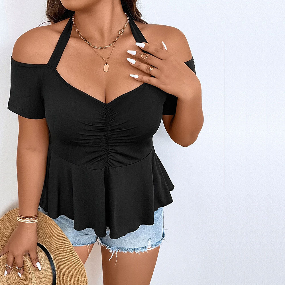 Dame topp med off-shoulder design och rynnad fåll Mirla-Eva Jonsson