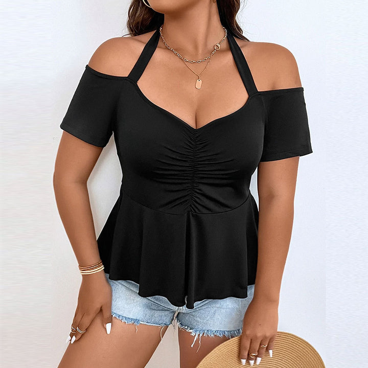 Dame topp med off-shoulder design och rynnad fåll Mirla-Eva Jonsson