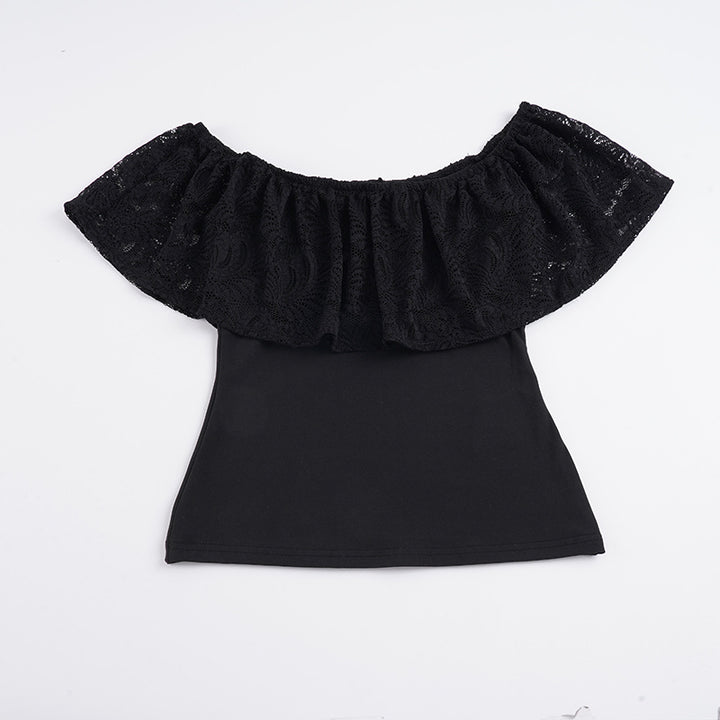 Dame topp med spetsöverdrag och off-shoulder design Mirla-Eva Jonsson