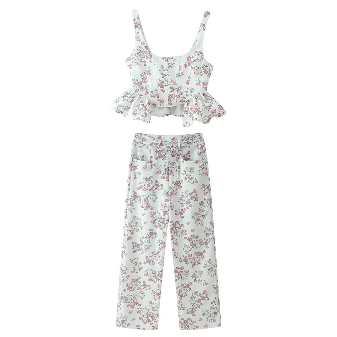 Dame topp och byxdressset med blommönster och voluminös passform Mirla-Eva Jonsson