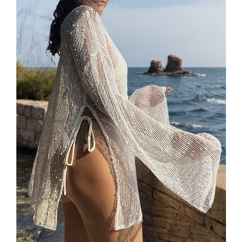Dame transparent strandblus med glittrande effekt Mirla-Eva Jonsson