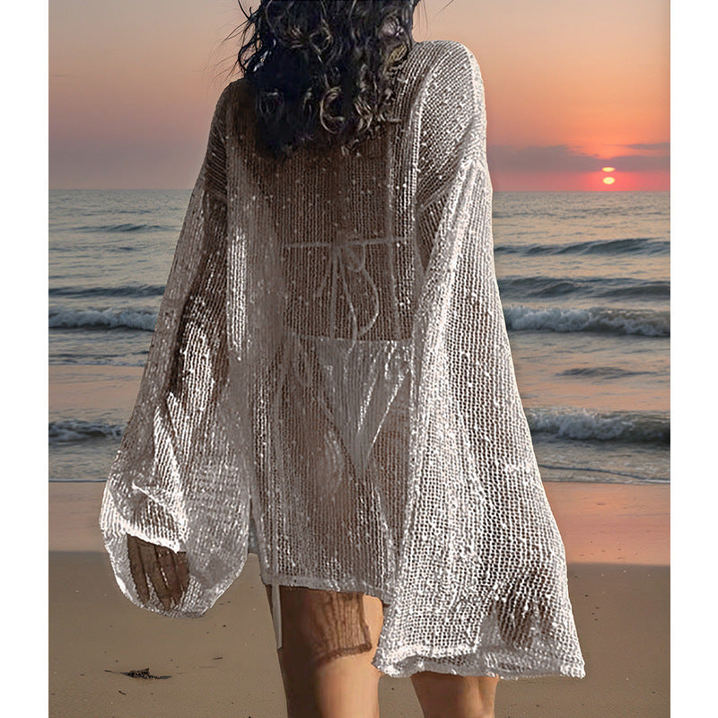 Dame transparent strandblus med glittrande effekt Mirla-Eva Jonsson