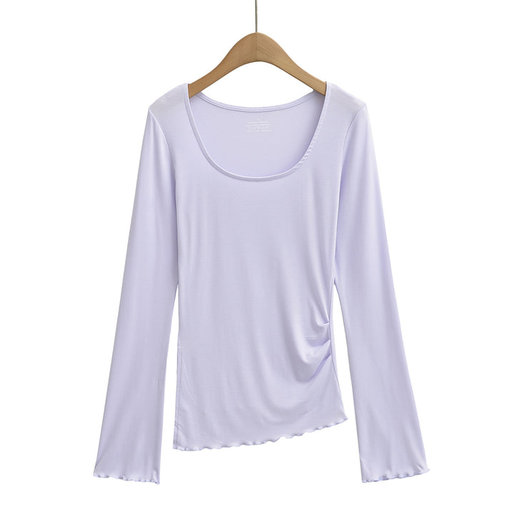 Dame trendig långärmad t-shirt med mjuk flödande skärning Mirla-Eva Jonsson