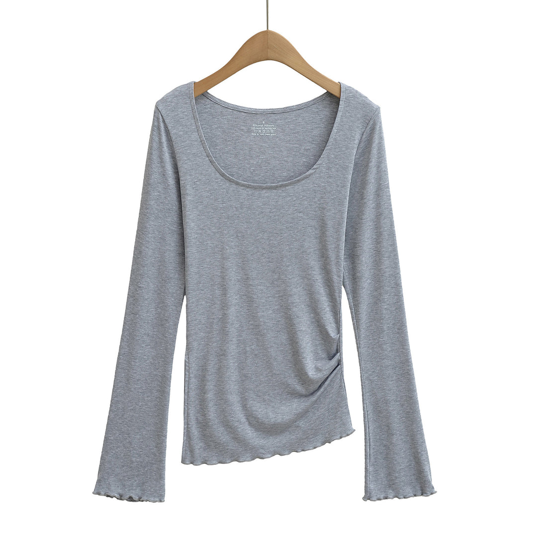 Dame trendig långärmad t-shirt med mjuk flödande skärning Mirla-Eva Jonsson