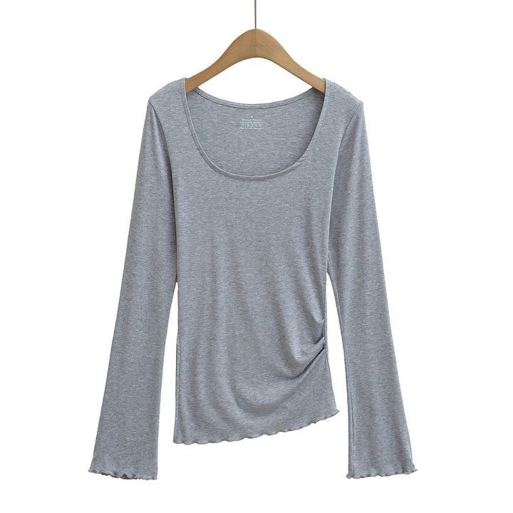 Dame trendig långärmad t-shirt med mjuk flödande skärning Mirla-Eva Jonsson