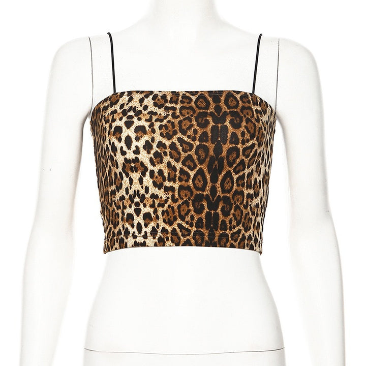 Dame trendy Crop-Top med dyretryck och smala spaghetti-remmar Mirla-Eva Jonsson