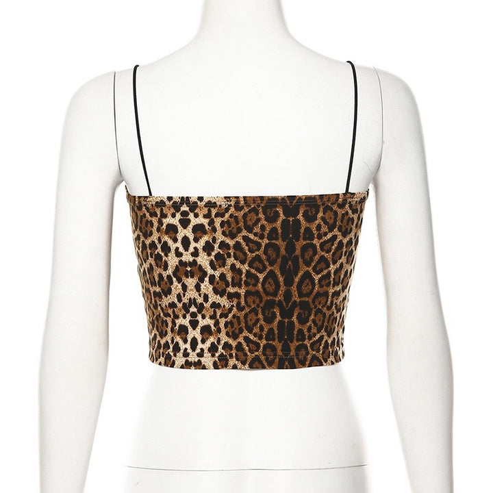 Dame trendy Crop-Top med dyretryck och smala spaghetti-remmar Mirla-Eva Jonsson