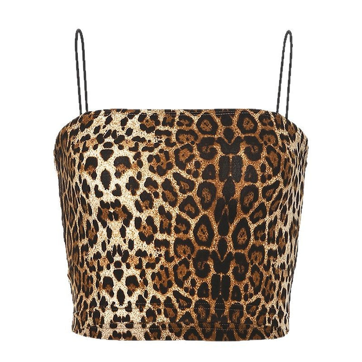 Dame trendy Crop-Top med dyretryck och smala spaghetti-remmar Mirla-Eva Jonsson