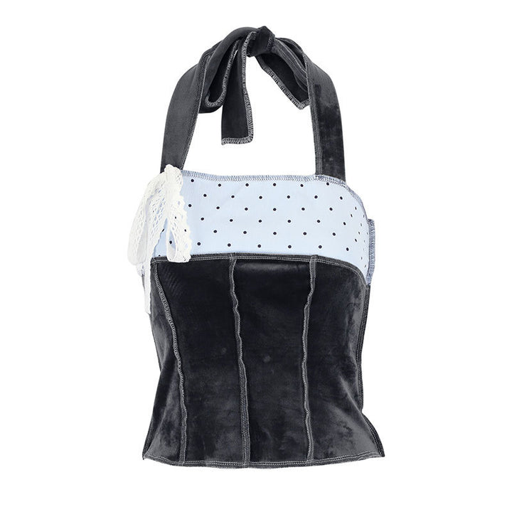 Dame trendy bustier-top med spetsdetaljer och lekfull design Mirla-Eva Jonsson