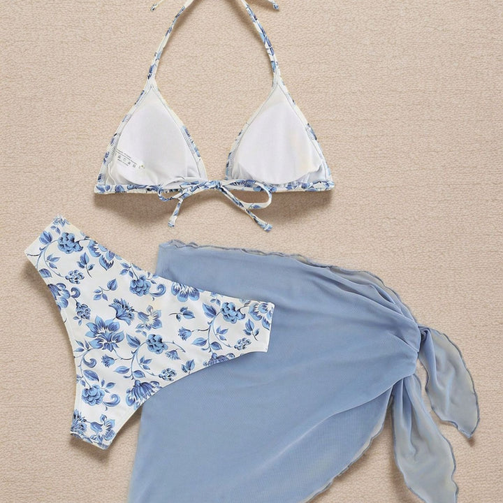 Dame triangel-bikini med blommönster och sidovrivningselement Mirla-Eva Jonsson